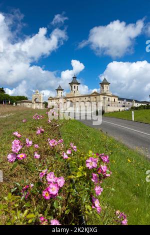 Vineyards with Chateau Cos d'Estournel, Bordeaux, Aquitaine, France Stock Photo