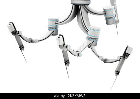 Robotic arms for robotic assisted surgery isolated on white background. 3D illustration Stock Photo