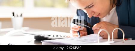 Fraud Investigation And Tax Audit. Investigator Or Auditor Stock Photo