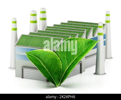 Ecological factory isolated on white background. 3D illustration Stock Photo