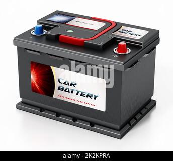 Generic car battery isolated on white background. 3D illustration Stock Photo