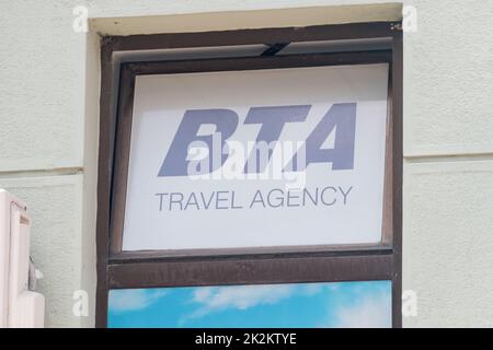 Belgrade, Serbia - June 7, 2022: Logo of BTA travel agency. Stock Photo