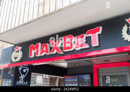 Belgrade, Serbia - June 7, 2022: Logo and sign of MaxBet. Stock Photo
