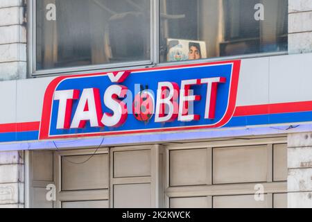 Belgrade, Serbia - June 7, 2022: Logo and sign of Tas Bet. Stock Photo