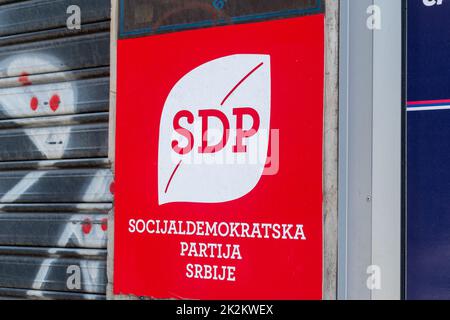 Belgrade, Serbia - June 7, 2022: Logo of the Social Democratic Party of Serbia. Stock Photo