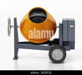 Cement mixer isolated on white background. 3D illustration Stock Photo