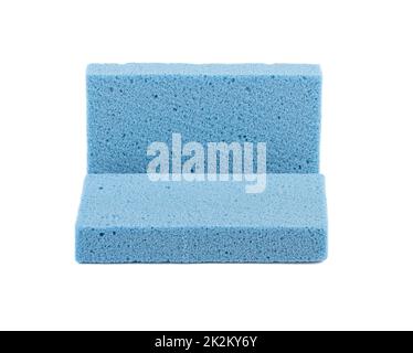 Two bars of hygienic pumice for foot skin care. Pumice from lat. pumex is a porous, spongy-spongy volcanic rock. Stock Photo