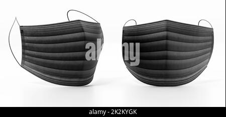 Black surgical mask isolated on white background. 3D illustration Stock Photo