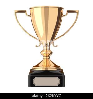 Golden trophy cup isolated on white background 3D illustration Stock ...