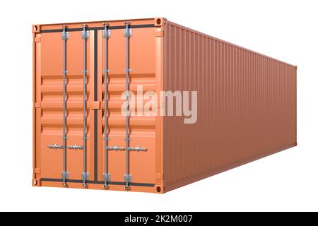 Brown ship cargo container side view 40 feet length Stock Photo