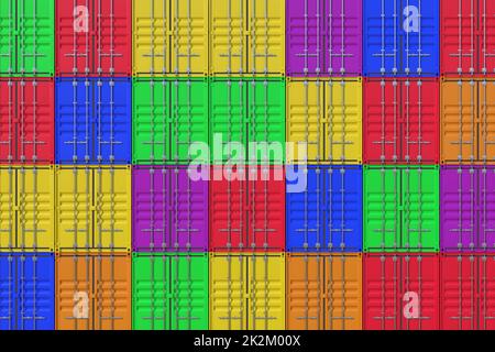 Stack of colorful ship cargo containers background Stock Photo