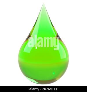 Green drop isolated on white Stock Photo