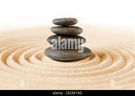 Zen japanese garden and black stones background Stock Photo