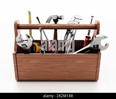 Toolbox and tools isolated on white Stock Photo - Alamy