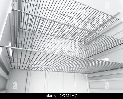 View of empty refrigerator interior. 3D illustration Stock Photo