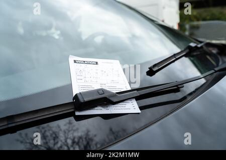 Car Parking Ticket Or Fine Stock Photo