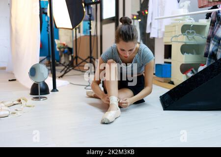 ballerina means female ballet dancer Stock Photo