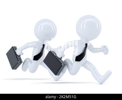 Running businesspeople. Conceot of competition. Isolated. Contains clipping path Stock Photo