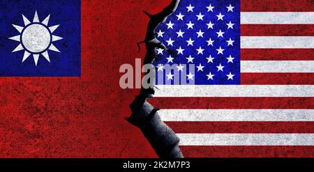 USA and Taiwan flags together. Taiwan and United States of America relation Stock Photo