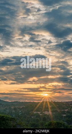 Atmosphere panorama Dramatic Sky Sunset Sunrise Dark orange rosy yellow blue pink cloud background Stock Photo