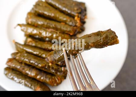 Olive Oil Stuffed Leaf - Stuffed Grape Leaf-Turkish Stuffed Leaf Stock Photo