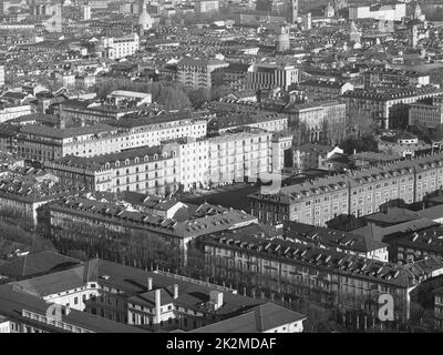 Aerial view of Turin in black and white Stock Photo - Alamy