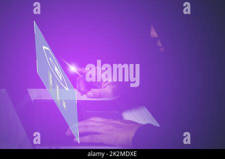 Data theft and cybersecurity codes digital crime concept Protecting data from hackers. Stock Photo