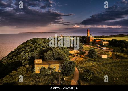 drone view of lighthouses from Kap Arkona Stock Photo