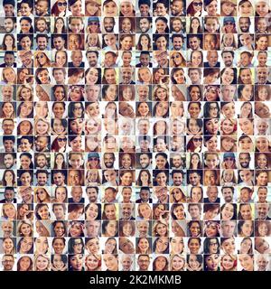 Smiles around the world. Composite image of a large group of diverse people smiling. Stock Photo