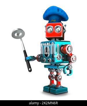 Robot Chef. 3D illustration. Isolated. Contains clipping path Stock Photo