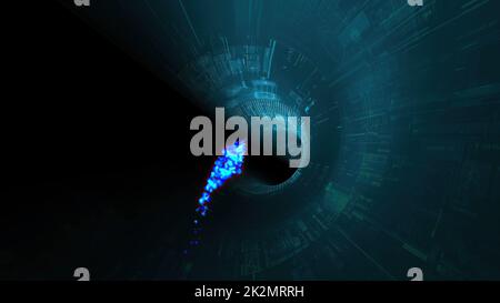 Drive through binary data digital tunnel.3d illustration Stock Photo