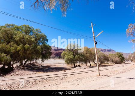 Dirt road view from Palmira,Bolivia Stock Photo