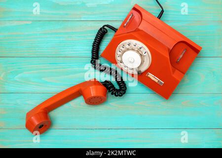 Vintage phone with taken off receiver Stock Photo