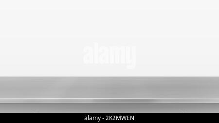 Metal kitchen countertop, iron texture, large table on a white background - Vector Stock Photo