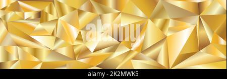 Panoramic luxury background with golden gradient triangles - Vector Stock Photo