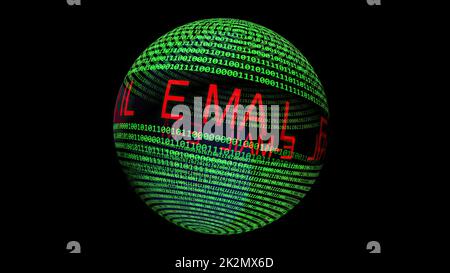 Email on on binary data  sphere Stock Photo