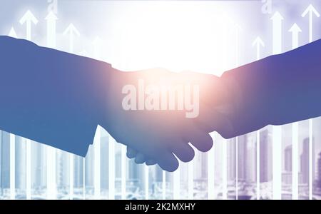 Business handshake on abstract background. Partnership and teamwork concept Stock Photo