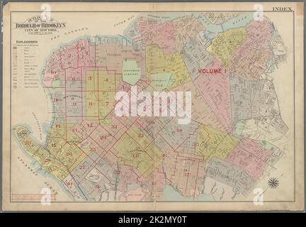 Bromley, George Washington. Cartographic, Maps, Index maps. 1907. Lionel Pincus and Princess Firyal Map Division. Brooklyn (New York, N.Y.) , Maps Outline Map of the Borough of Brooklyn, City of New York Index Stock Photo