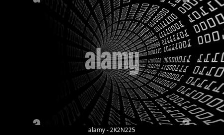 Driving Through Binary Data Tunnel Stock Photo