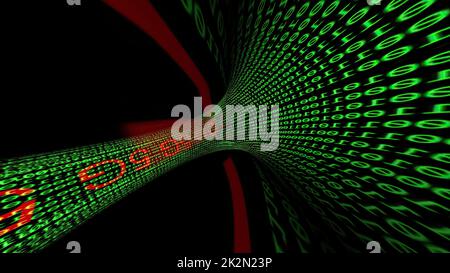 Driving Through Binary Data Tunnel 3d illustration Stock Photo