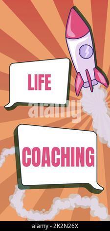 Handwriting text Life Coaching. Internet Concept Improve Lives by Challenges Encourages us in our Careers Rocket Ship Launching Fast Straight Up To The Outer Space. Stock Photo