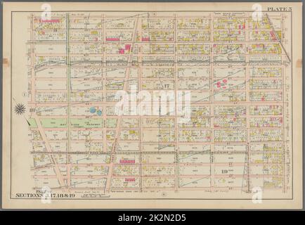 Bromley, George Washington. Cartographic, Maps, Atlases, land surveys. 1907. Lionel Pincus and Princess Firyal Map Division. Brooklyn (New York, N.Y.) , Maps Plate 5: Bounded by 58th Street, Fourteenth Avenue, 72nd Street, Stewart Avenue & Seventh Avenue Plate 5 Stock Photo