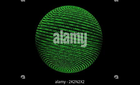Binary data on sphere concept Stock Photo