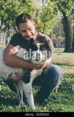 Man and his dog Stock Photo