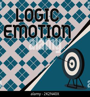 Inspiration showing sign Logic Emotion. Business approach Unpleasant Feelings turned to Self Respect Reasonable Mind Target With Bullseye Representing Successfully Completed Project. Stock Photo
