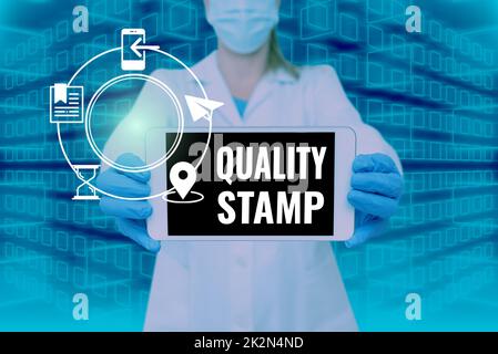 Conceptual display Quality Stamp. Concept meaning Seal of Approval Good ...