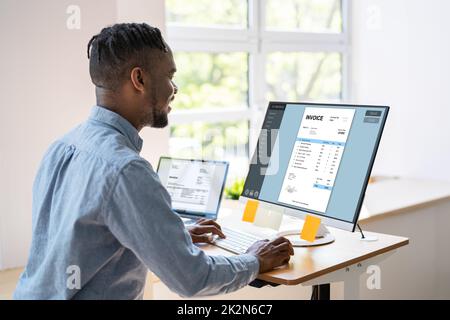 Accountant Using E Invoice Software Calculating Electronic Stock Photo