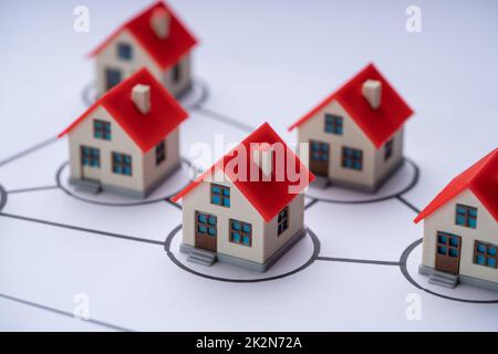 Homeowner Association. Connected Homeowner Houses Stock Photo