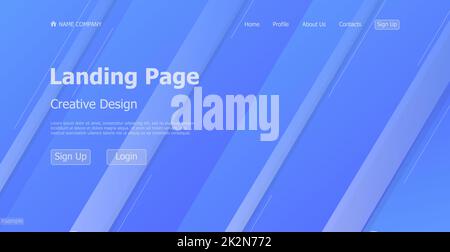 Home page landing blue web landing page template digital website landing page design concept - Vector Stock Photo