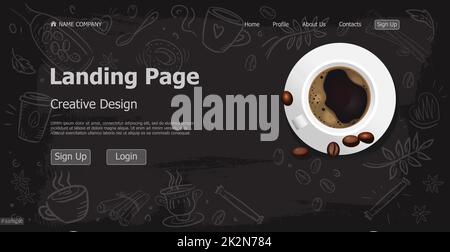 Home page landing page coffee shop web template landing business page digital website landing page design concept - Vector Stock Photo